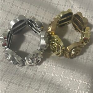 Elegant Silver and Gold Rose Rings